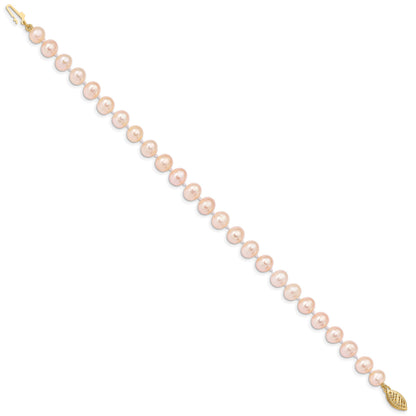 14k 6-7mm Pink Near-Round Freshwater Cultured Pearl 7.5 inch Bracelet