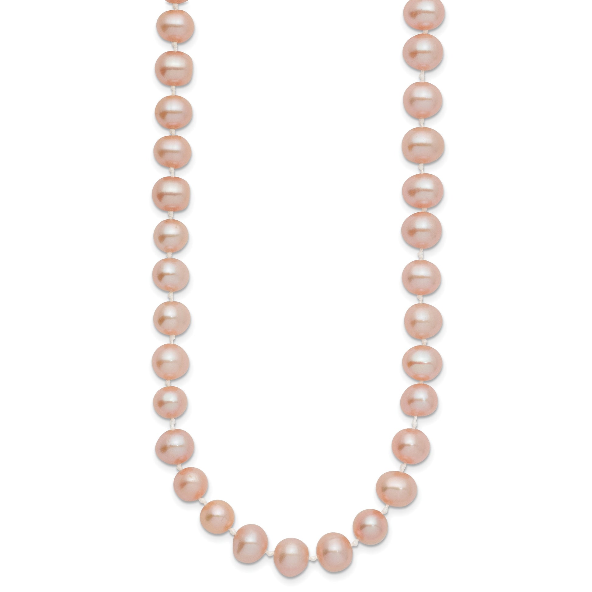 14k 7-8mm Pink Near-Round Freshwater Cultured Pearl 24 inch Necklace