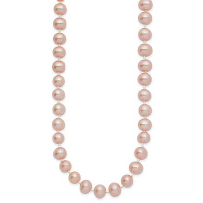 14k 7-8mm Pink Near-Round Freshwater Cultured Pearl 24 inch Necklace