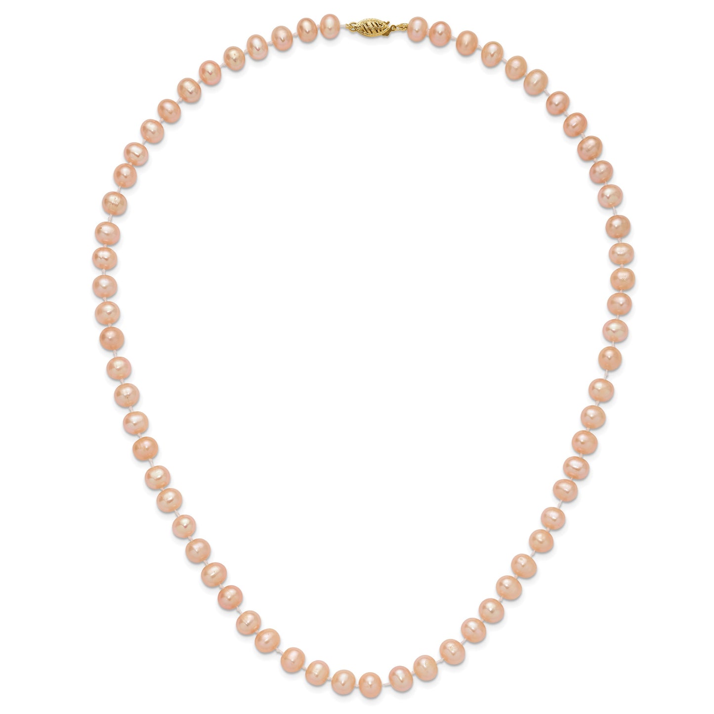 14k 7-8mm Pink Near-Round Freshwater Cultured Pearl 20 inch Necklace