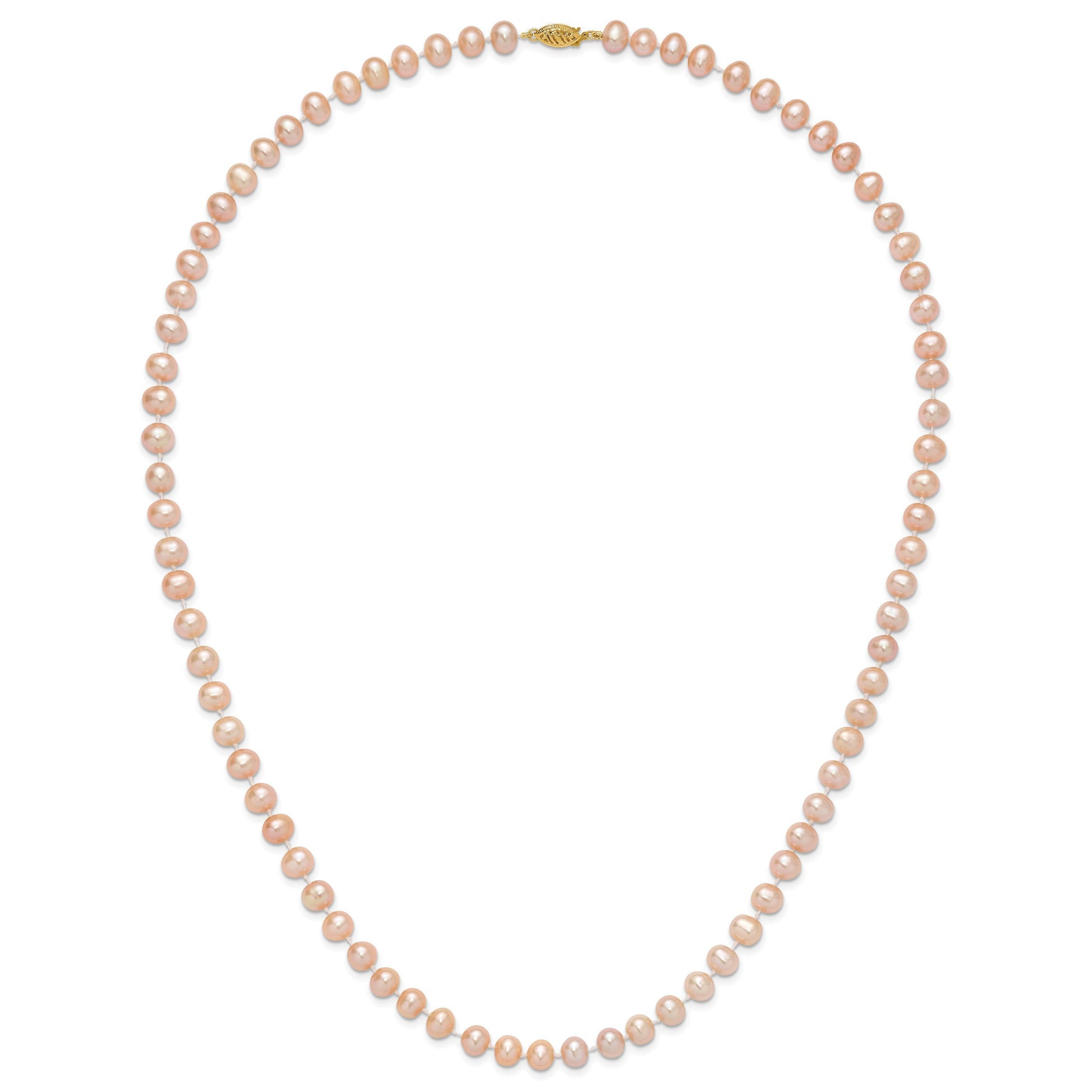 14k 7-8mm Pink Near-Round Freshwater Cultured Pearl 24 inch Necklace