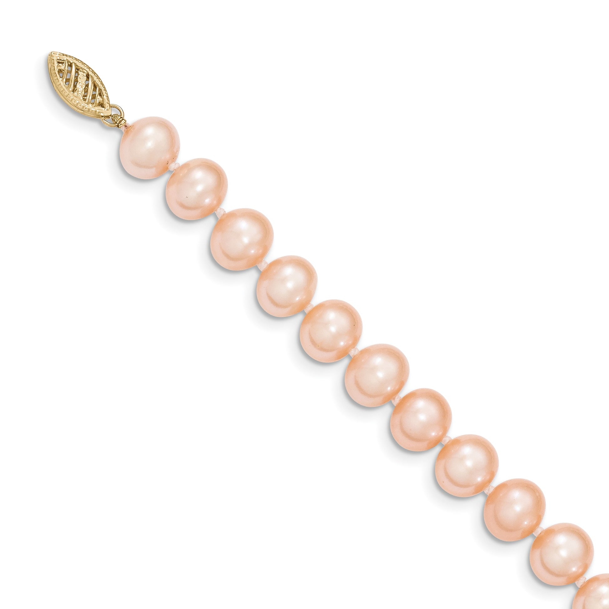 14k 8-9mm Pink Near-Round Freshwater Cultured Pearl 20 inch Necklace