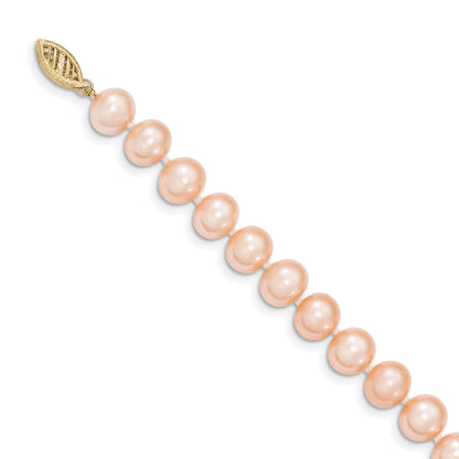 14k 8-9mm Pink Near-Round Freshwater Cultured Pearl 24 inch Necklace