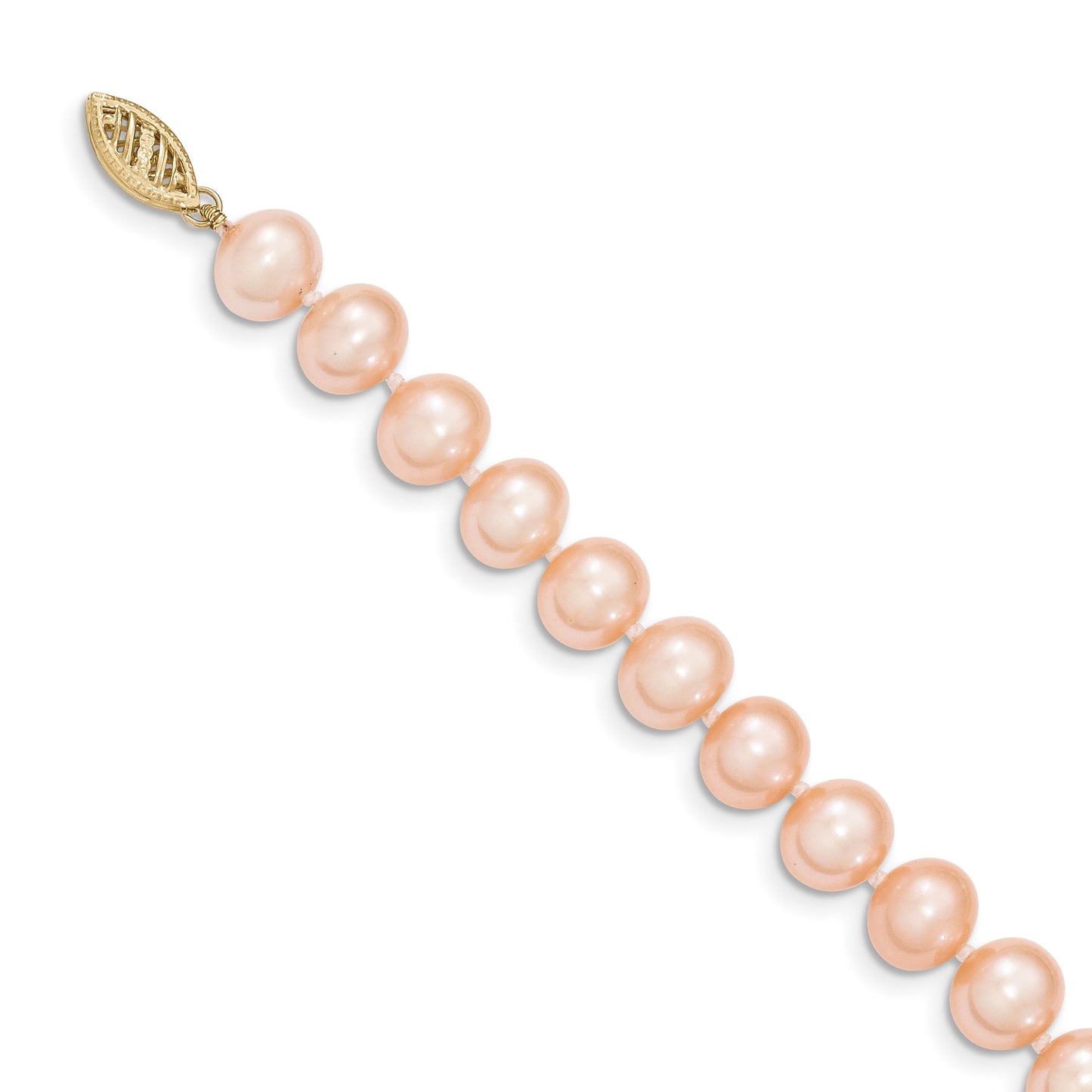 14k 8-9mm Pink Near-Round Freshwater Cultured Pearl 28 inch Necklace