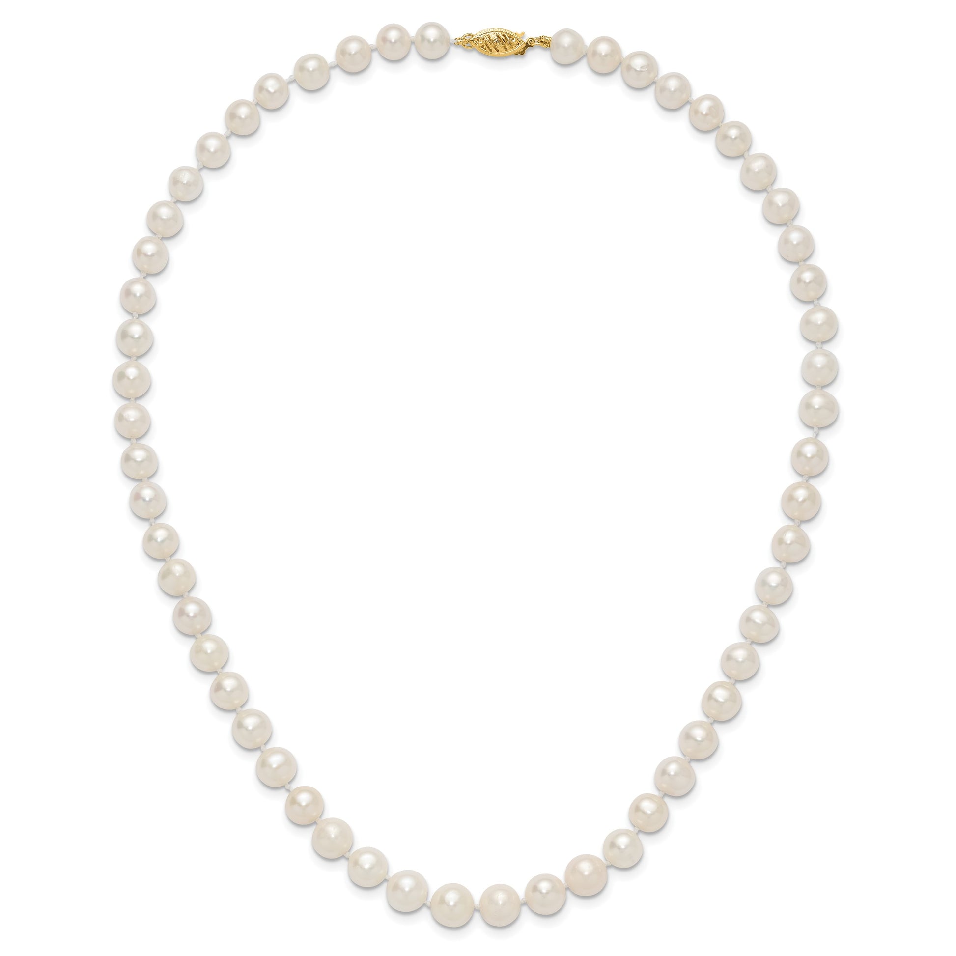 14k 7.5-9mm White Freshwater Cultured Pearl Graduated 18 inch Necklace