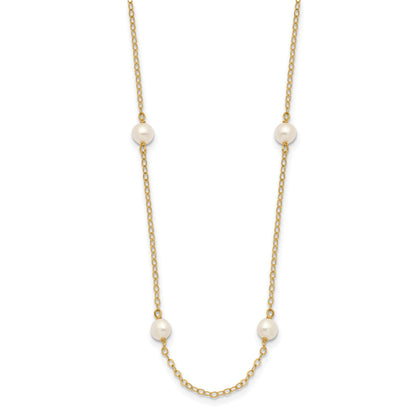 14K 4-5mm White Near Round Freshwater Cultured Pearl 8-station 18 inch Necklace