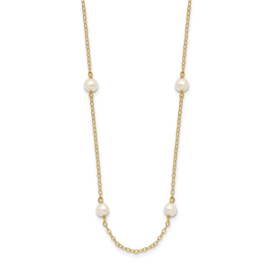 14K 4-5mm White Near Round Freshwater Cultured Pearl 8-station 18 inch Necklace