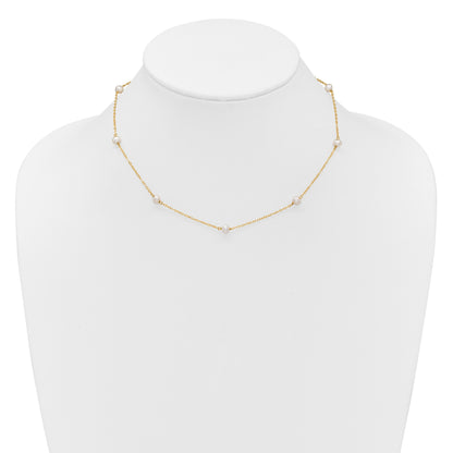 14K 4-5mm White Near Round Freshwater Cultured Pearl 8-station 18 inch Necklace