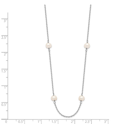 14k White Gold 4-5mm White Near-Round Freshwater Cultured Pearl 8-Station 16 inch Necklace