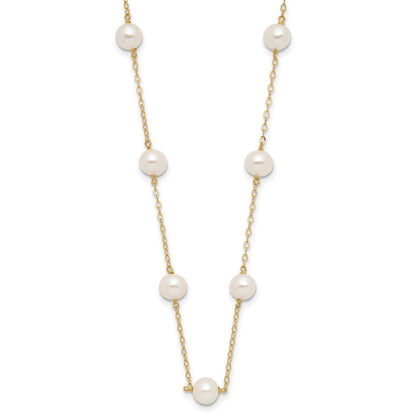 14k 5.5-6.5mm White Near-Round Freshwater Cultured Pearl 12-Station 16 inch Necklace