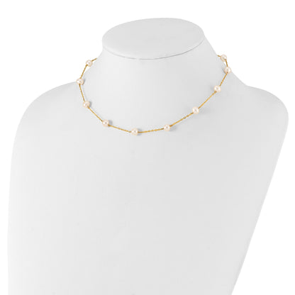14k 5.5-6.5mm White Near-Round Freshwater Cultured Pearl 12-Station 16 inch Necklace