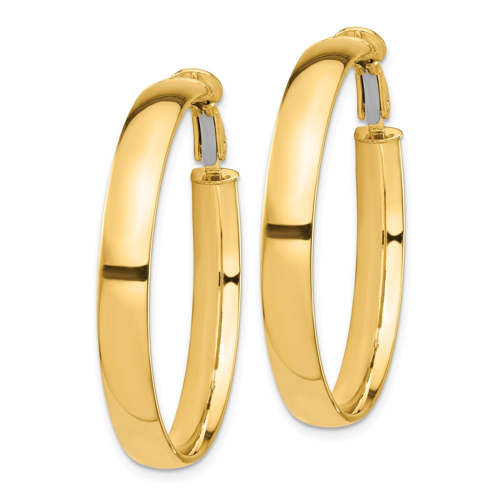 14k High Polished 5mm Omega Back Hoop Earrings