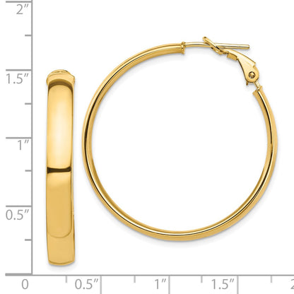 14k High Polished 5mm Omega Back Hoop Earrings