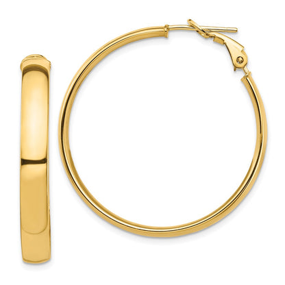 14k High Polished 5mm Omega Back Hoop Earrings