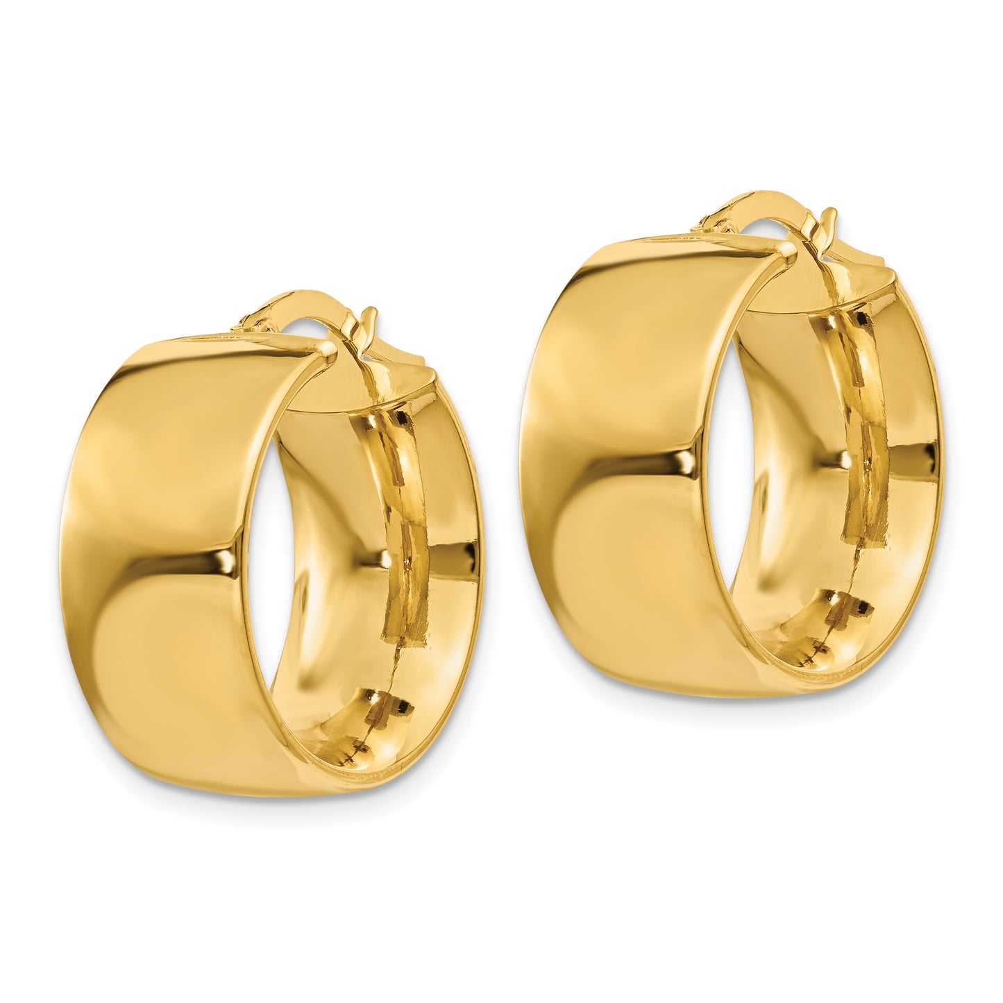 14k 9.75x23mm Polished Round Tube Hoop Earrings