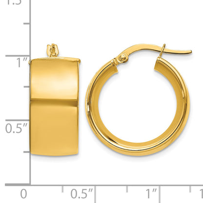 14k 9.75x23mm Polished Round Tube Hoop Earrings