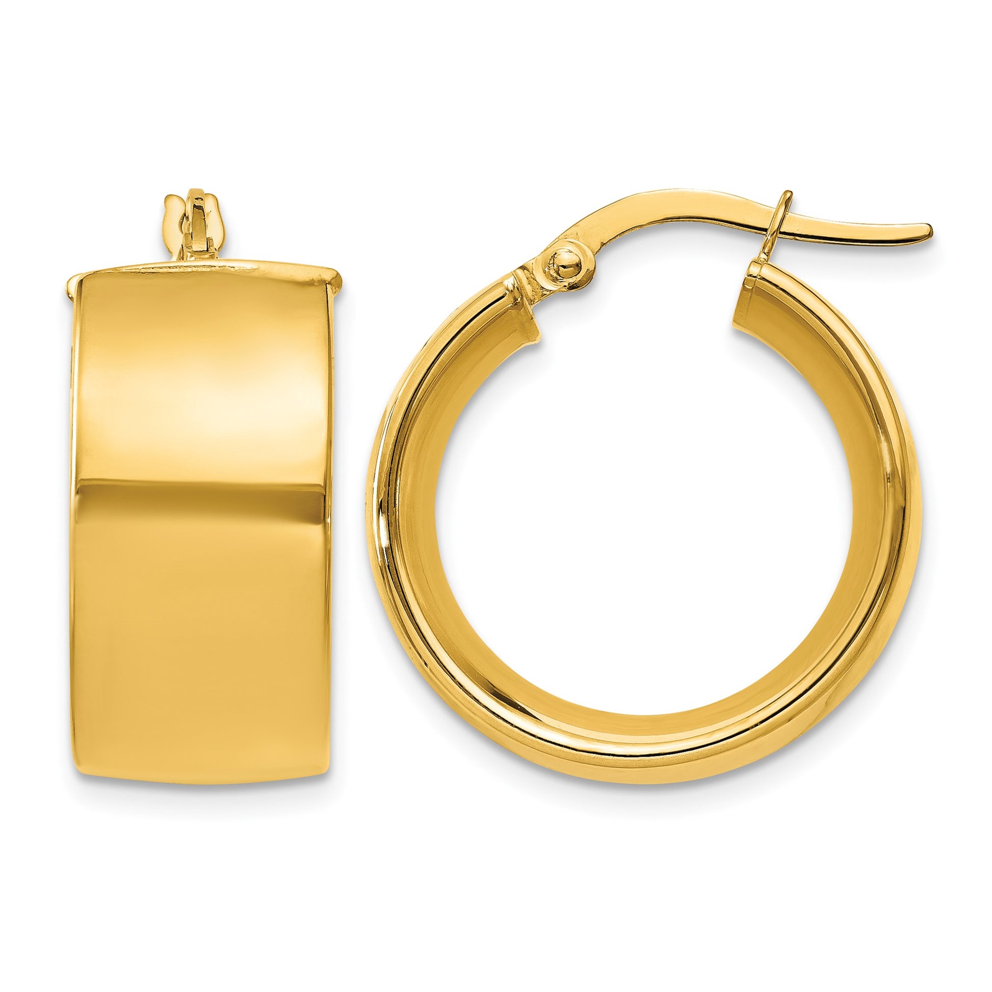 14k 9.75x23mm Polished Round Tube Hoop Earrings