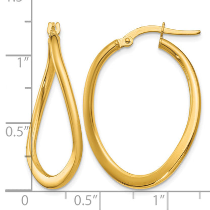 14k 2mm Polished Tapered Twist Hoop Earrings