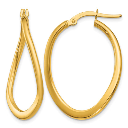 14k 2mm Polished Tapered Twist Hoop Earrings