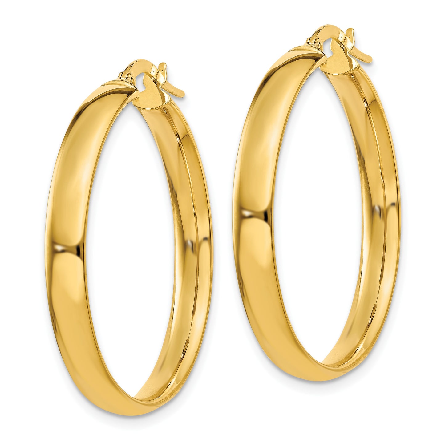 14k 4x30mm Polished Tube Hoop Earrings