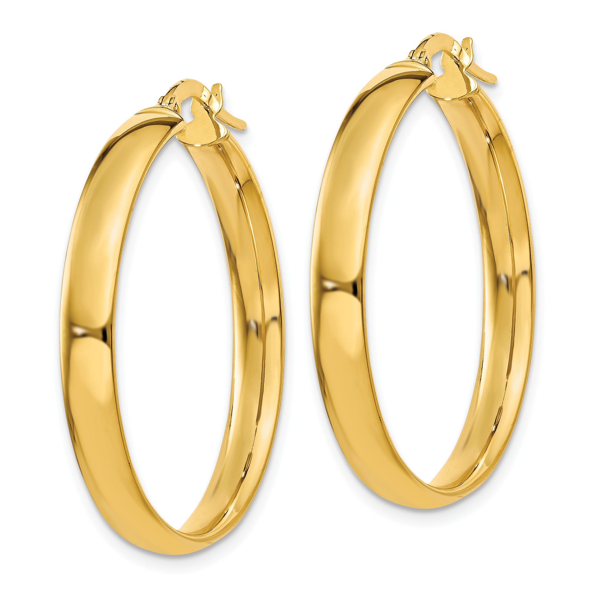 14k 4x30mm Polished Tube Hoop Earrings