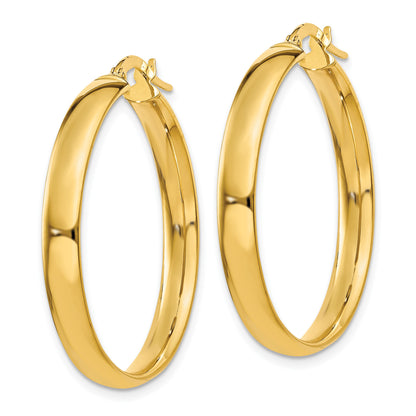 14k 4x30mm Polished Tube Hoop Earrings