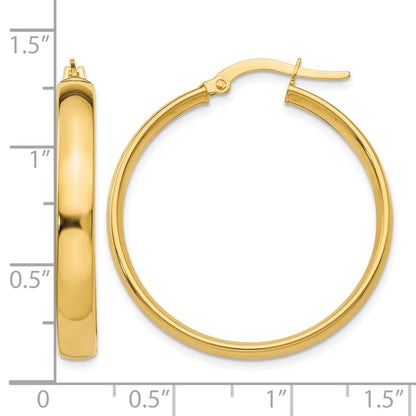 14k 4x30mm Polished Tube Hoop Earrings