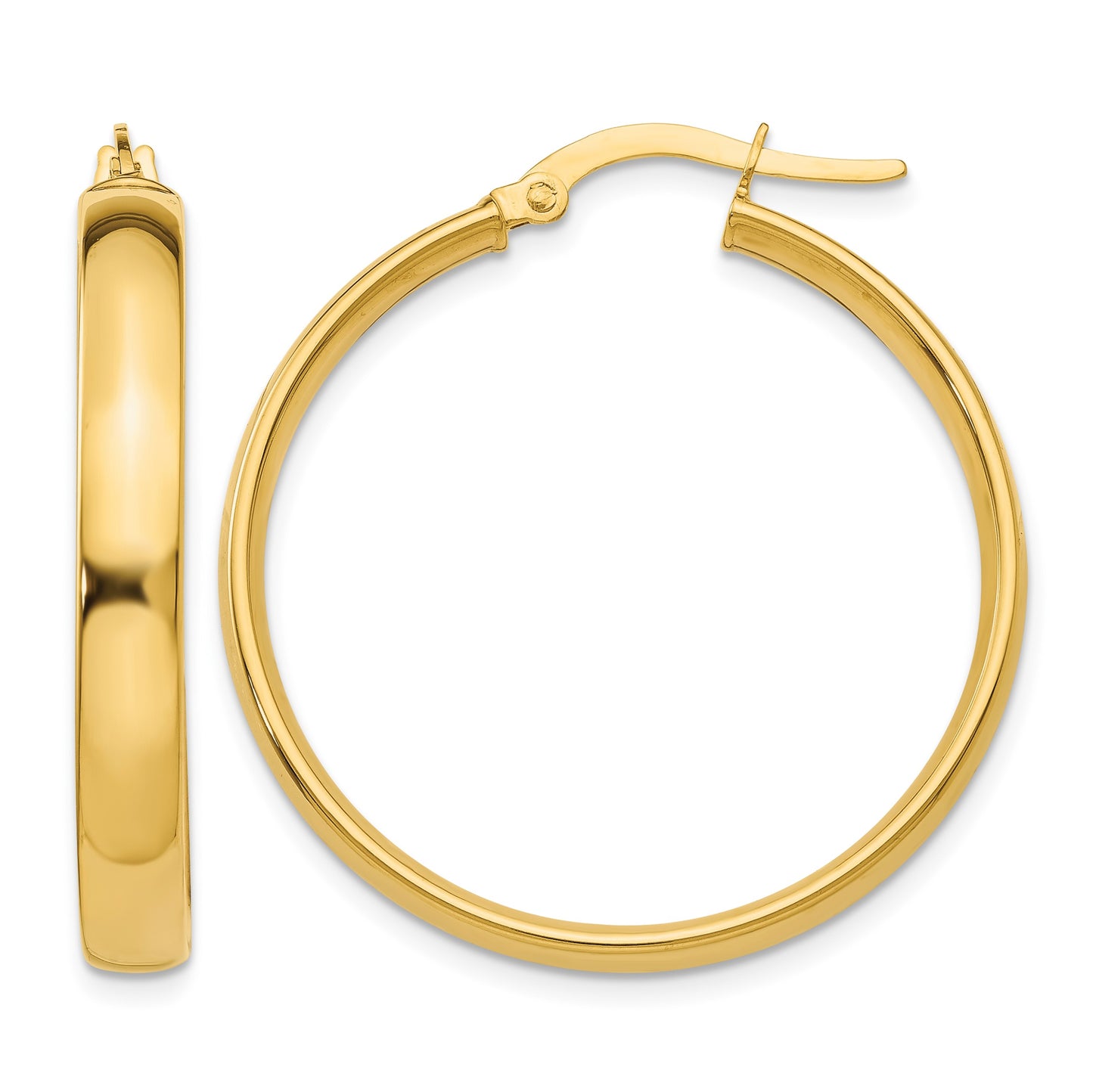 14k 4x30mm Polished Tube Hoop Earrings