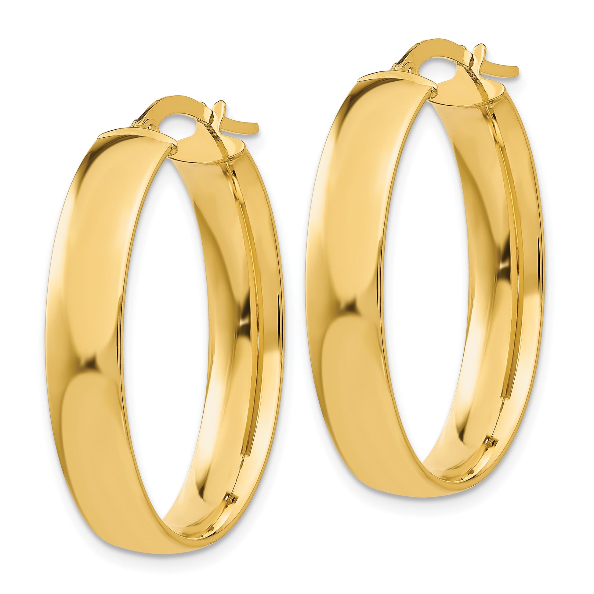 14k 5.75x31mm Polished Oval Tube Hoop Earrings