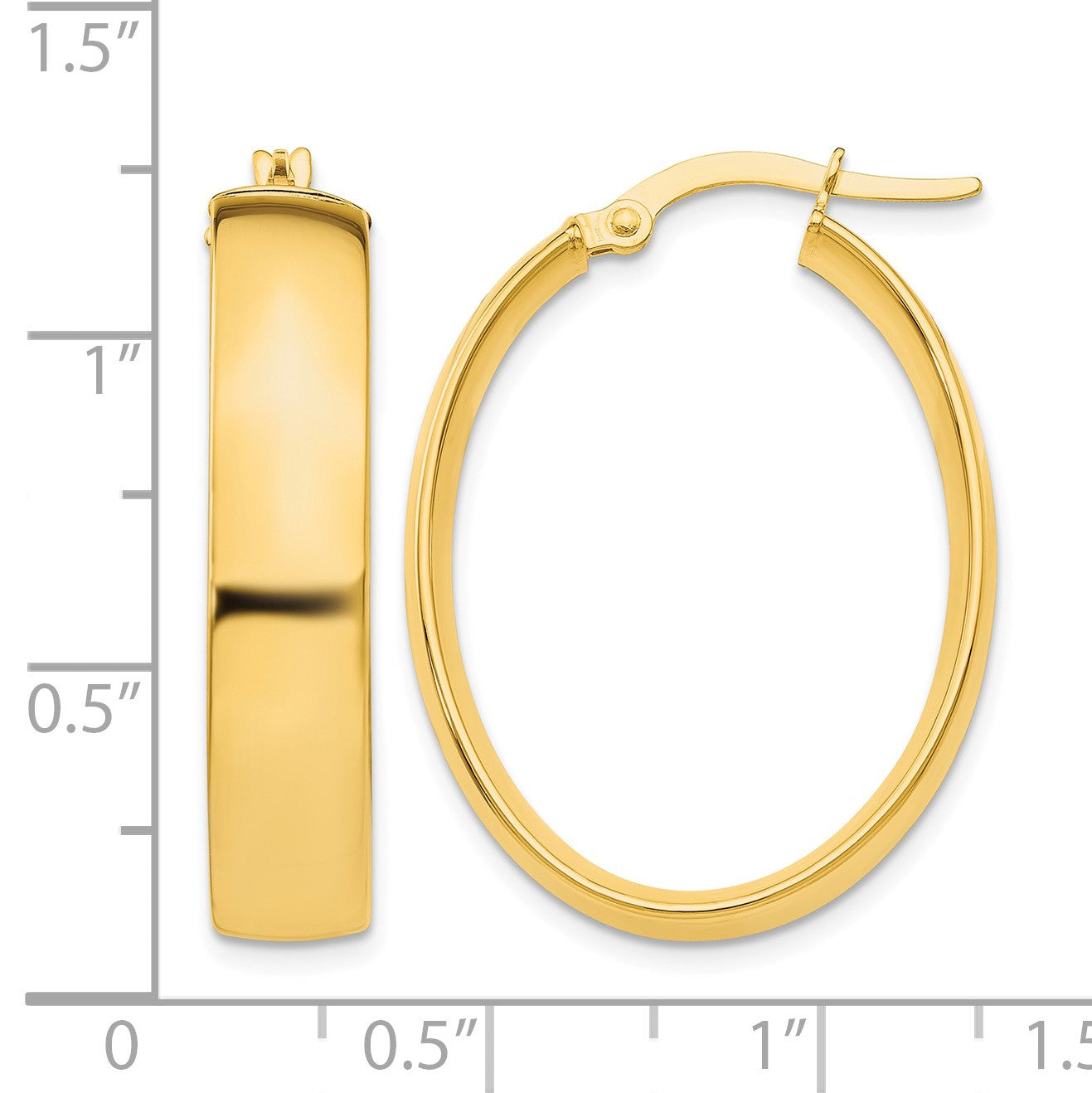 14k 5.75x31mm Polished Oval Tube Hoop Earrings