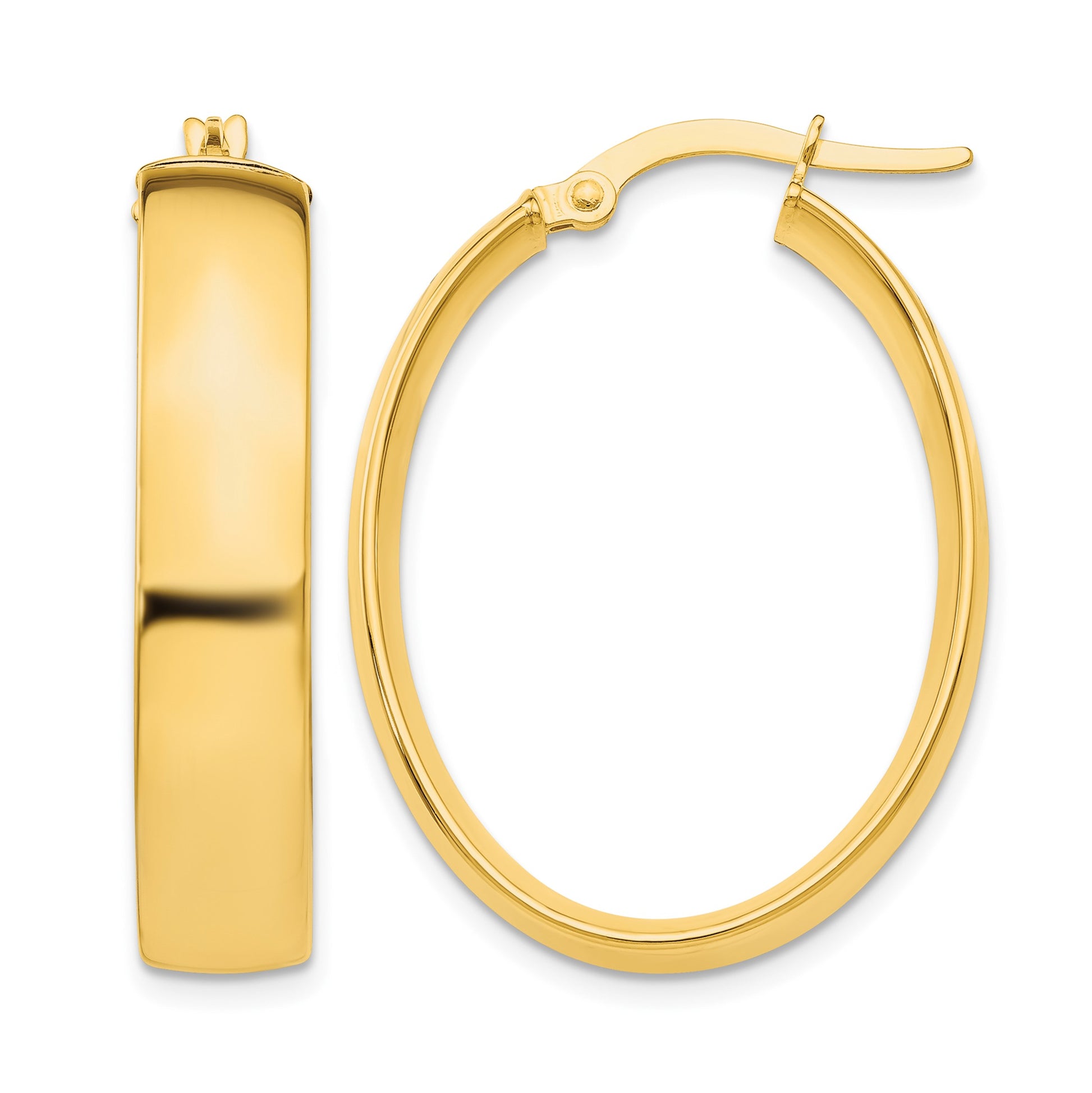 14k 5.75x31mm Polished Oval Tube Hoop Earrings