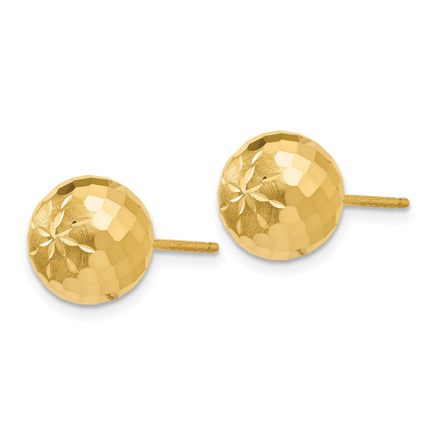 14k 9mm Diamond-cut Puffed Mirror Ball Post Earrings