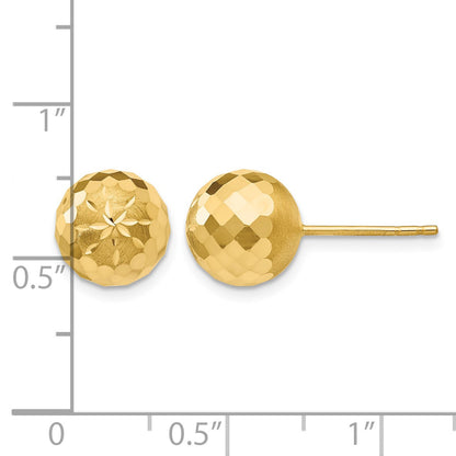 14k 9mm Diamond-cut Puffed Mirror Ball Post Earrings