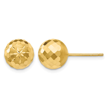 14k 9mm Diamond-cut Puffed Mirror Ball Post Earrings