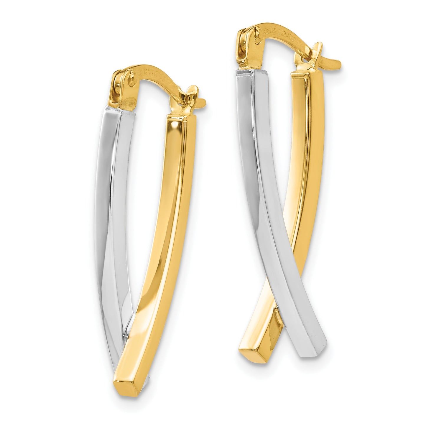 14K Two-tone Hinged Tube Earrings