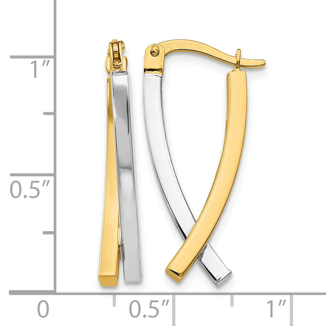 14K Two-tone Hinged Tube Earrings