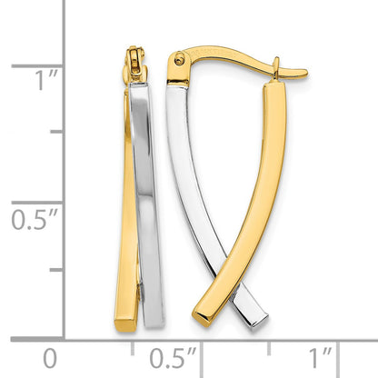 14K Two-tone Hinged Tube Earrings