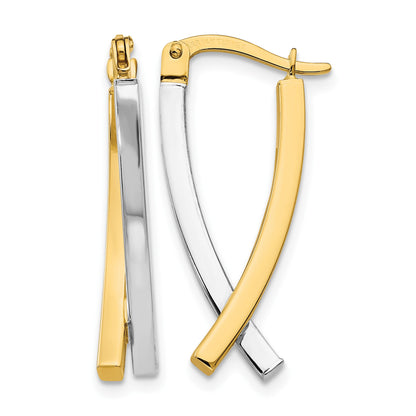 14K Two-tone Hinged Tube Earrings