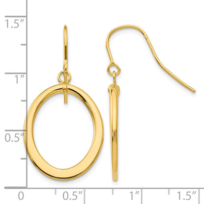 14k Polished Tapered Flat Oval Dangle French Hook Earrings