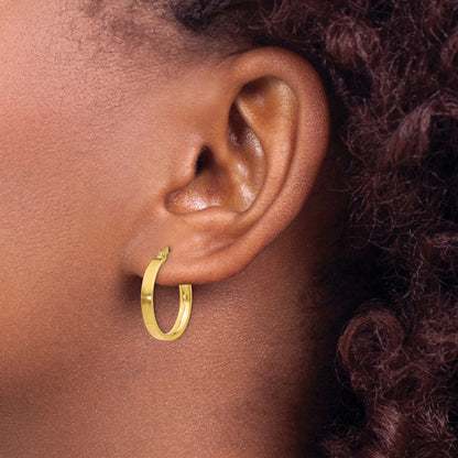 14K 3x16mm Tube Hoop Earrings