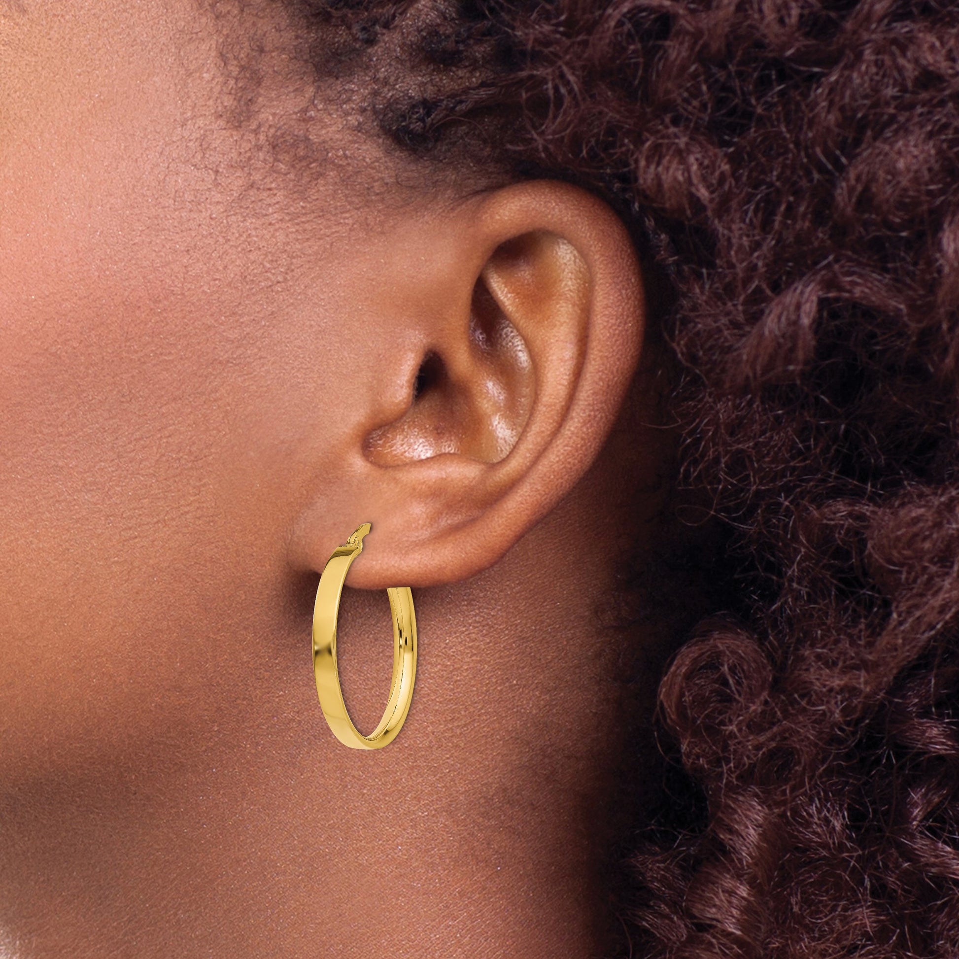 14K 3x25mm Tube Hoop Earrings