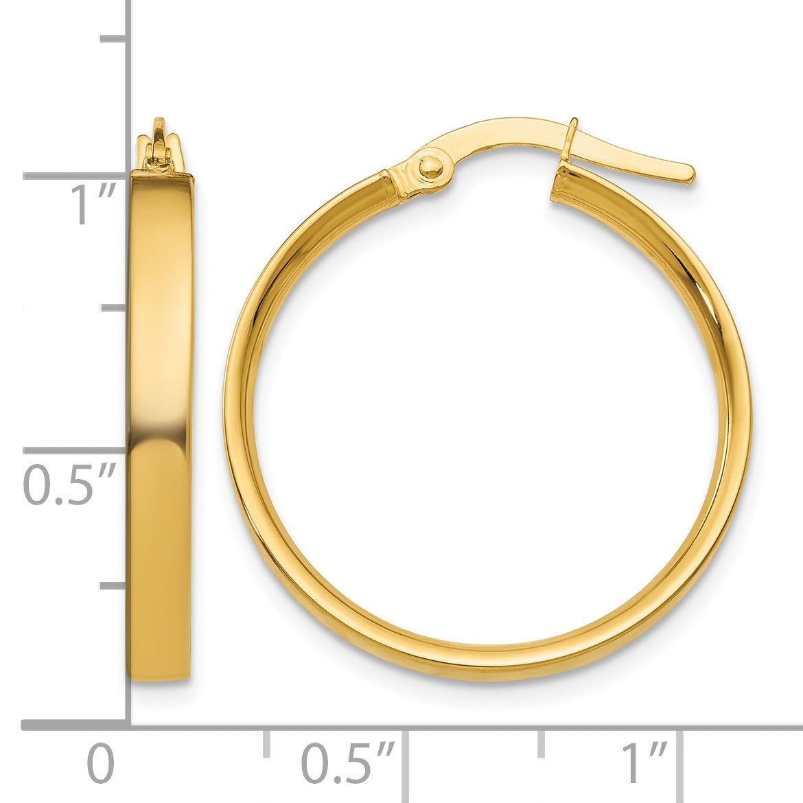 14K 3x25mm Tube Hoop Earrings
