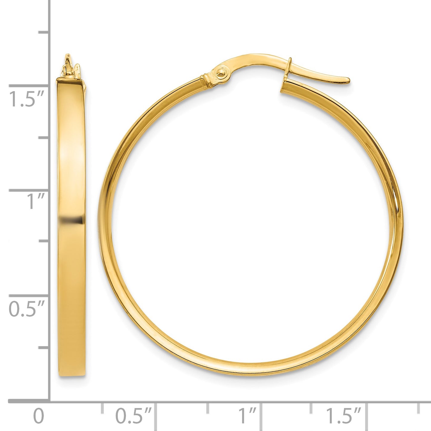 14K 3x33mm Tube Hoop Earrings