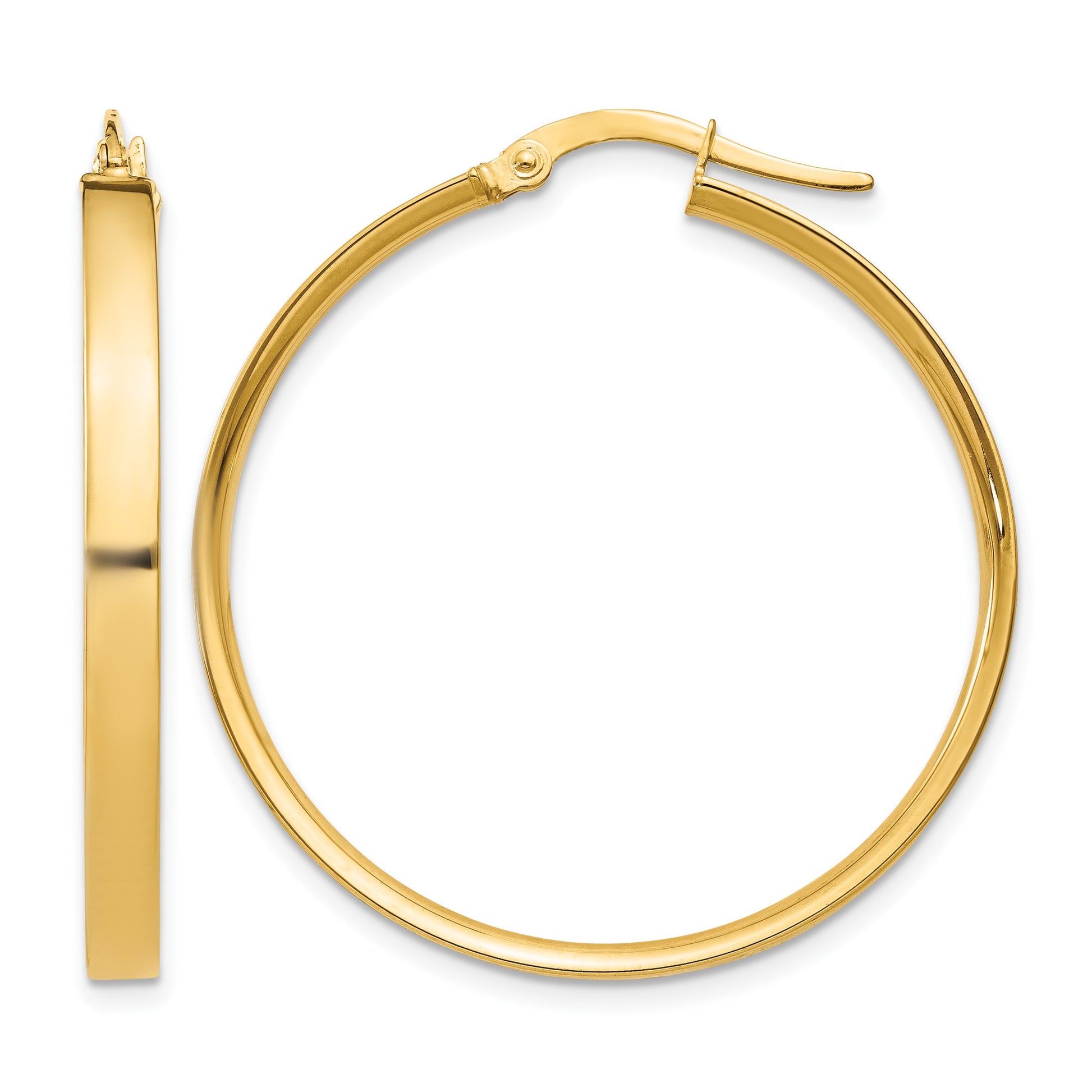 14K 3x33mm Tube Hoop Earrings