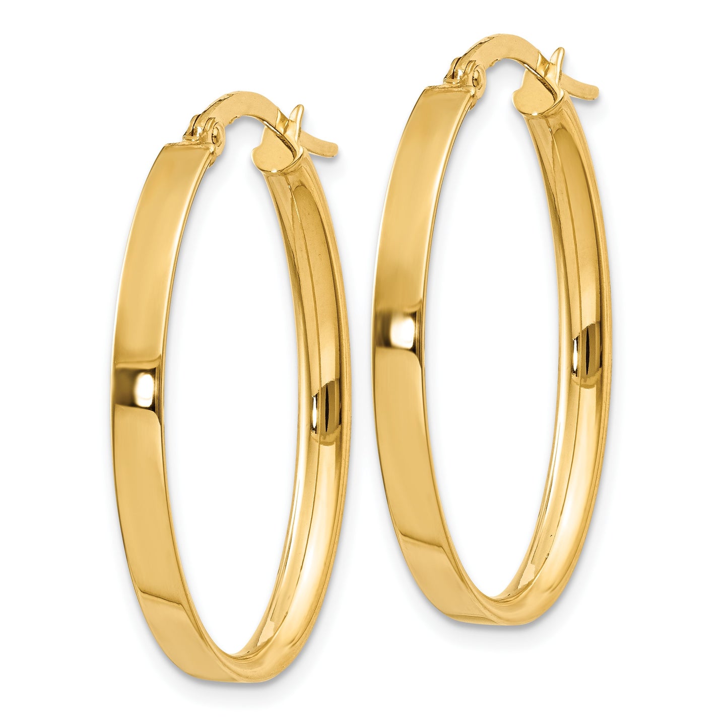 14K 3x30mm Oval Tube Hoop Earrings