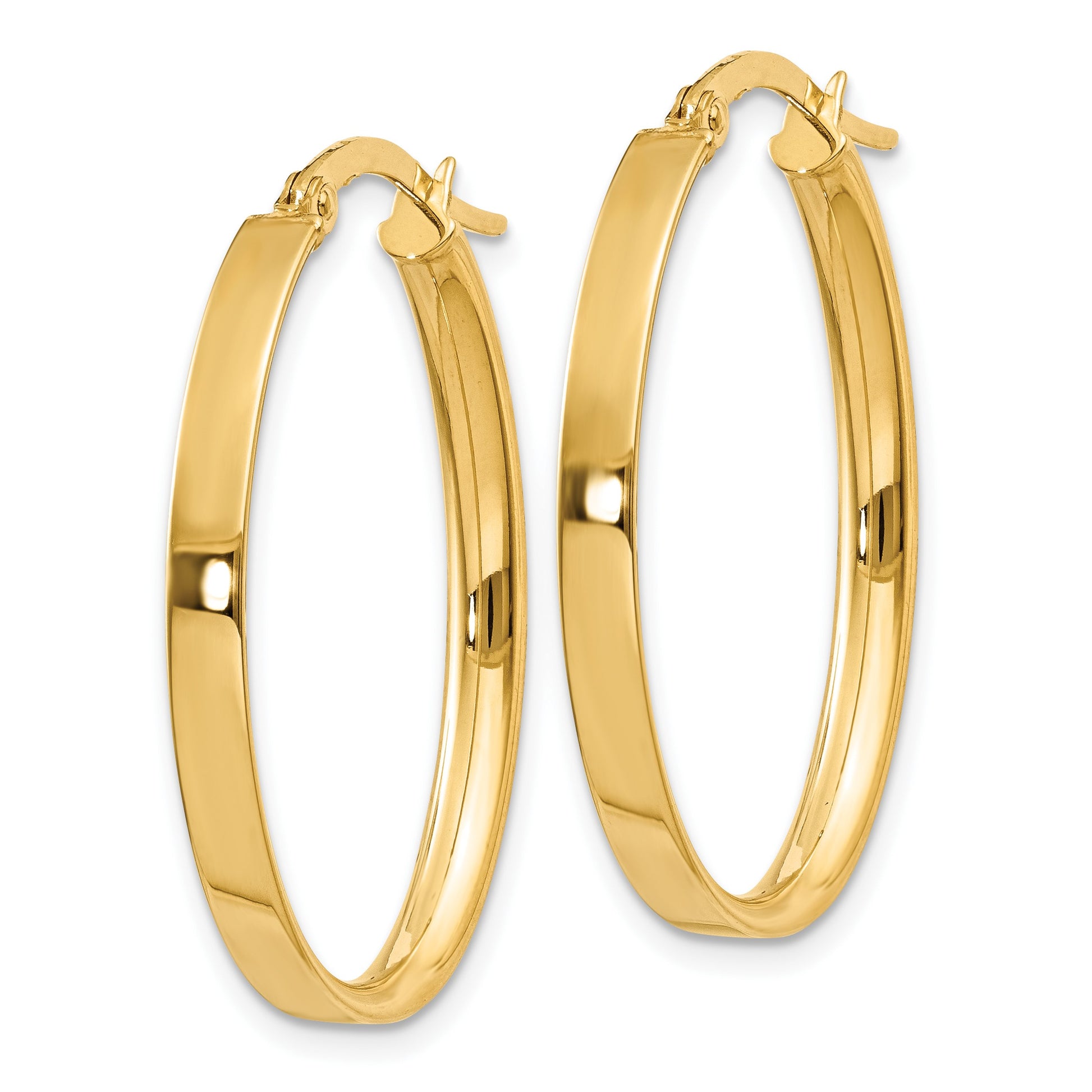 14K 3x30mm Oval Tube Hoop Earrings