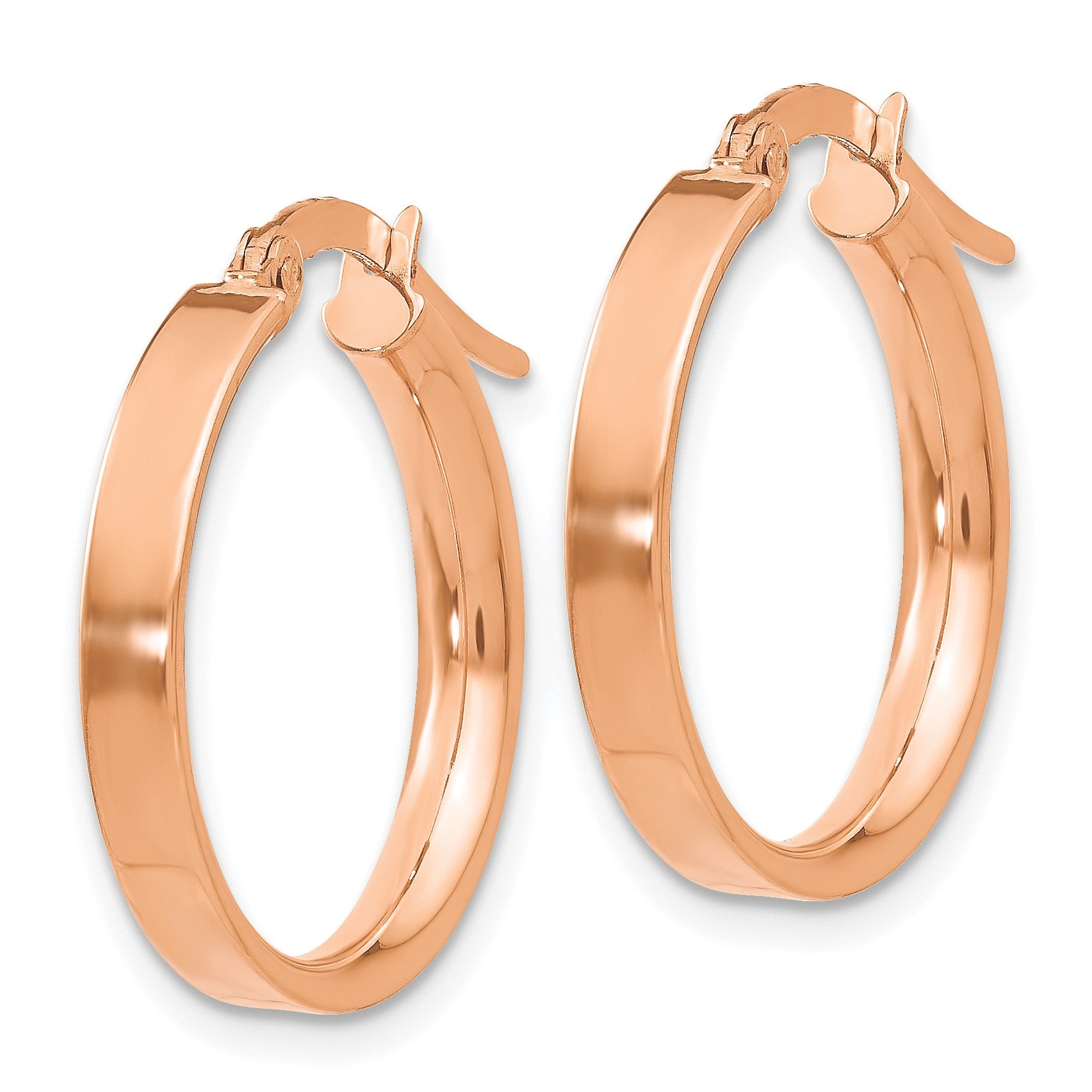 14K Rose Gold 3x16mm Tube Hoop Earrings