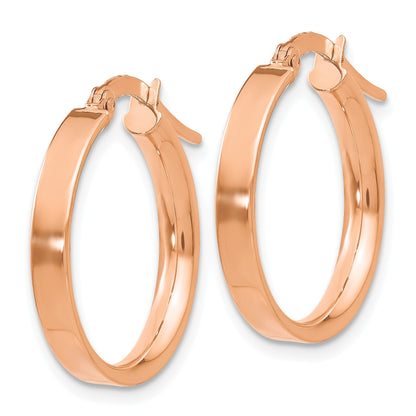 14K Rose Gold 3x16mm Tube Hoop Earrings