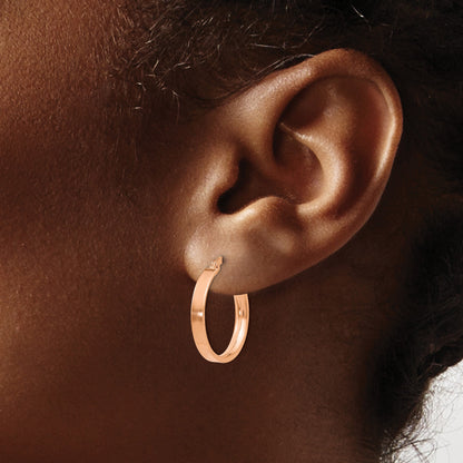 14K Rose Gold 3x16mm Tube Hoop Earrings