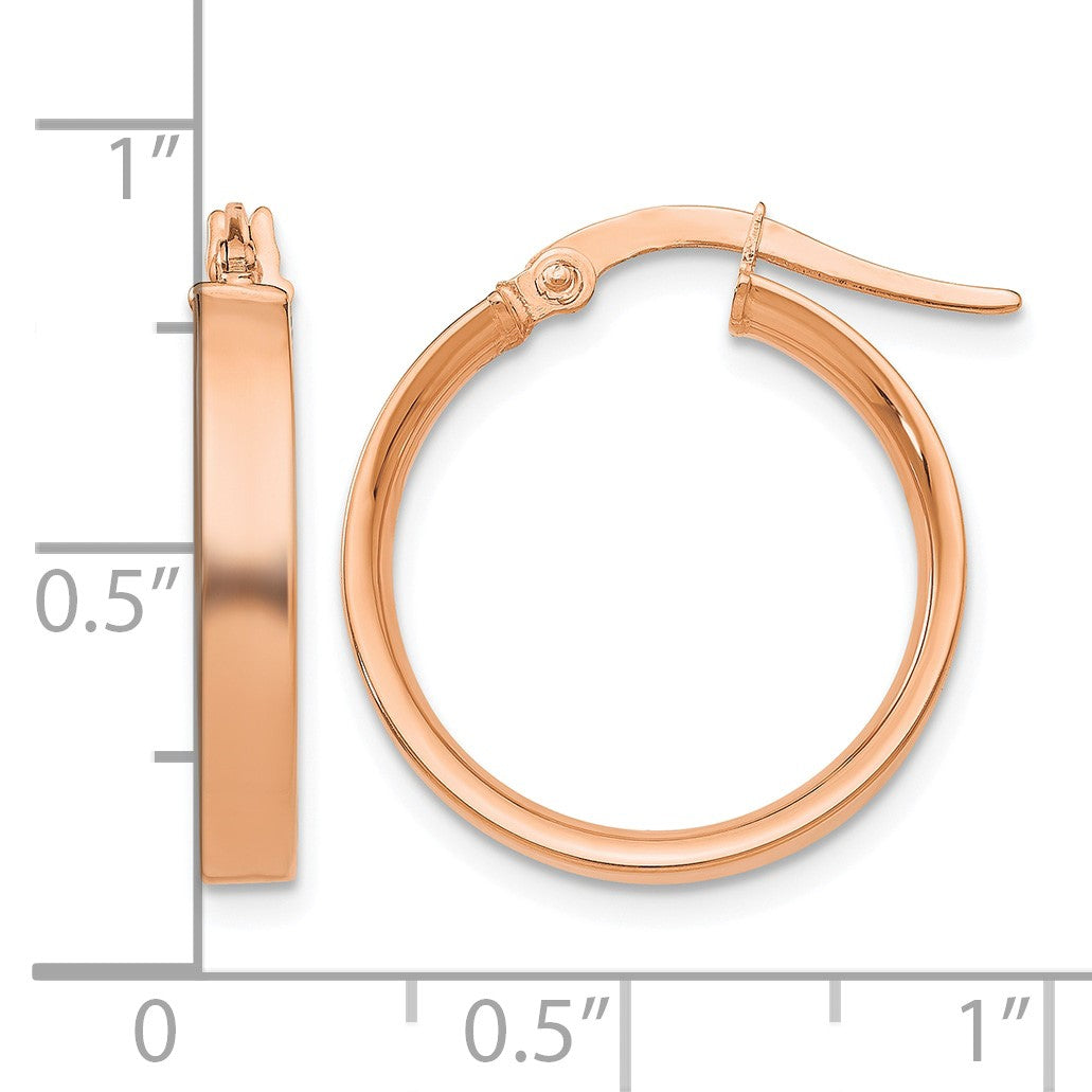 14K Rose Gold 3x16mm Tube Hoop Earrings